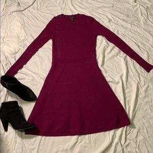 A magenta Banana Republic sweater dress.